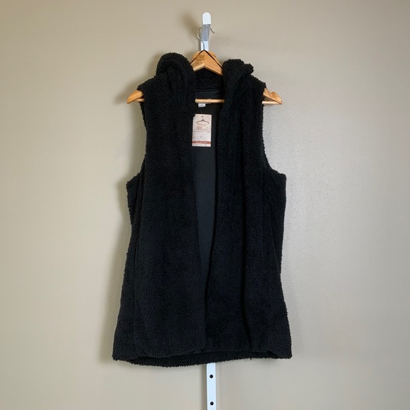 FAVLUX Fuzzy Sherpa Open Hooded Vest - Picture 1 of 16